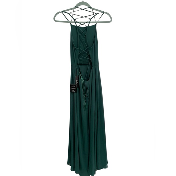 Lulus Strappy To Be Here Forest Green Lace-Up Maxi Dress Size L - Picture 2 of 16